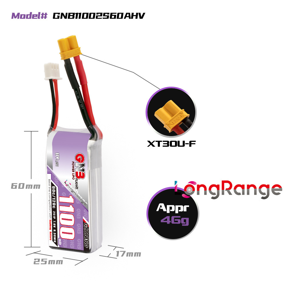 GNB 1100mAh 2S 3S 4S 6S 60C/12 - Drone Rc Link recension och pris