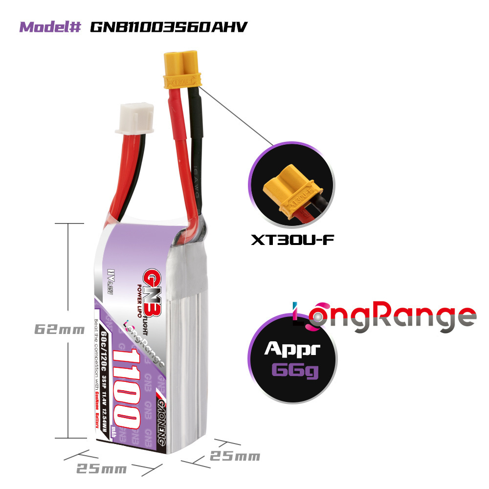GNB 1100mAh 2S 3S 4S 6S 60C/12 - Drone Rc Link recension och pris